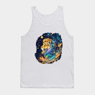 Lion on the background of the starry sky Tank Top